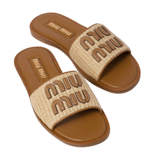 Miu Miu Raffia - Effect Woven Fabric Slides - BEAUTY BAR