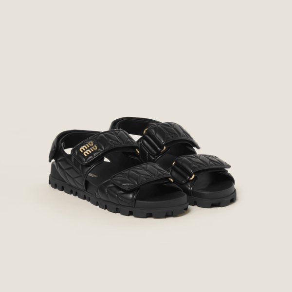 Miu Miu Sporty Matelassé Nappa Leather Sandals