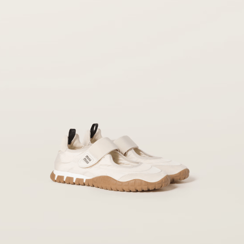 Miu Miu Tyre Technical Fabric And Suede Ballerinas