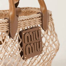 Miu Miu Woven Fabric Handbag With Leather Trim Tan/Caramel - BEAUTY BAR