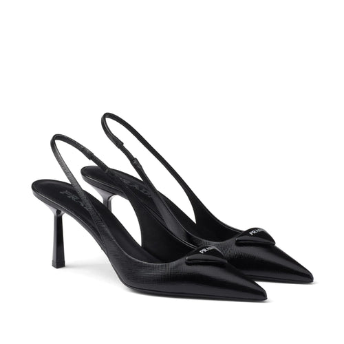 Prada Leather Slingback Pumps Black Heels