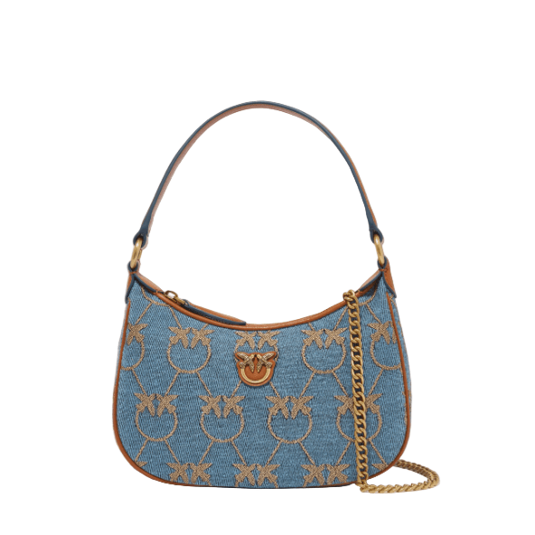 Pinko Mini Love Bag Half Moon Denim - BEAUTY BAR