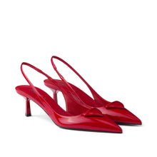 Sale Prada Saffiano Patent Leather Slingback Pumps Cherry Red 75mm