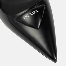Prada Black Leather Heels Pumps Featuring a Distinctive Padded Triangle Logo - BEAUTY BAR