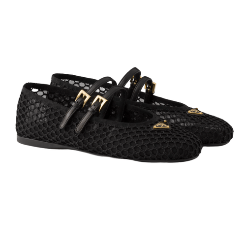 Prada Black Mesh Fabric Ballerinas
