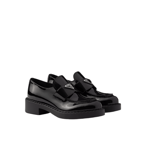 Prada Chocolate Patent Leather Loafers