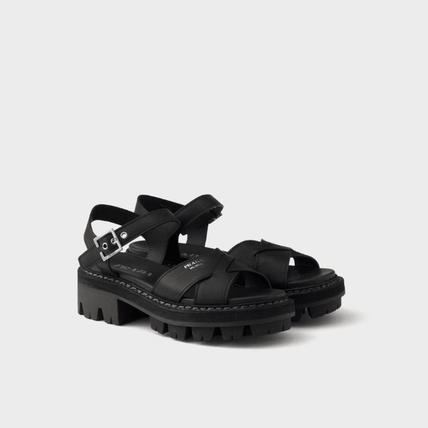 Prada Crisscross Leather Platform Sandals - BEAUTY BAR