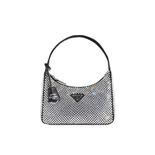 Prada Hobo Re-Edition 2000 Nylon With Crystals In Black