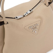 Prada Logo Lettering Top Handle Beige Bag