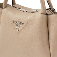 Prada Logo Lettering Top Handle Beige Bag
