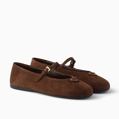 Prada Suede Ballerinas For Women - Brown