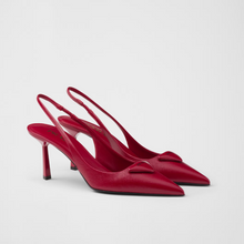 Sale Prada Saffiano Patent Leather Slingback Pumps Cherry Red 75mm
