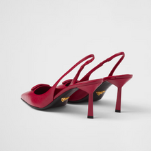 Sale Prada Saffiano Patent Leather Slingback Pumps Cherry Red 75mm