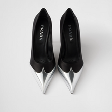 Prada Satin & Metallic Leather Pumps – Black Designer Heels