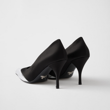 Prada Satin & Metallic Leather Pumps – Black Designer Heels