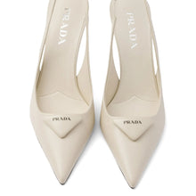 Prada Saffiano Patent Leather Slingback Pumps Beige