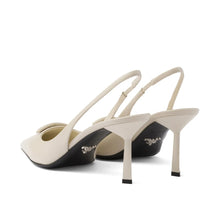 Prada Saffiano Patent Leather Slingback Pumps Beige