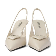 Prada Saffiano Patent Leather Slingback Pumps Beige