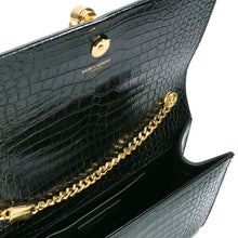Yves Saint Laurent Black Croc Embossed Leather Medium Kate Tassel Shoulder Bag