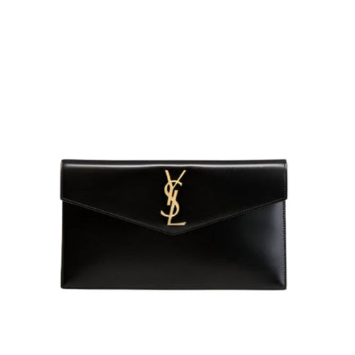 Yves Saint Laurent Uptown Medium Shiny Smooth Calfskin Pouch Clutch Bag