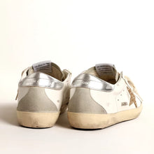 Golden Goose Super-Star With Gold Glitter Star And Ice-Gray Suede Inserts