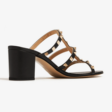 Valentino Garavani Black Leather Rockstud 60mm Block Heel Sandals - BEAUTY BAR