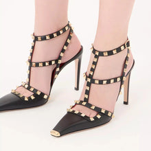 Valentino Garavani Black Leather Rockstud Cage Pumps - BEAUTY BAR