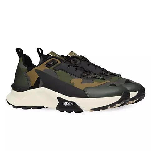 Valentino Garavani Low Top True Act Camouflage Sneakers In Rubberized Fabric - BEAUTY BAR