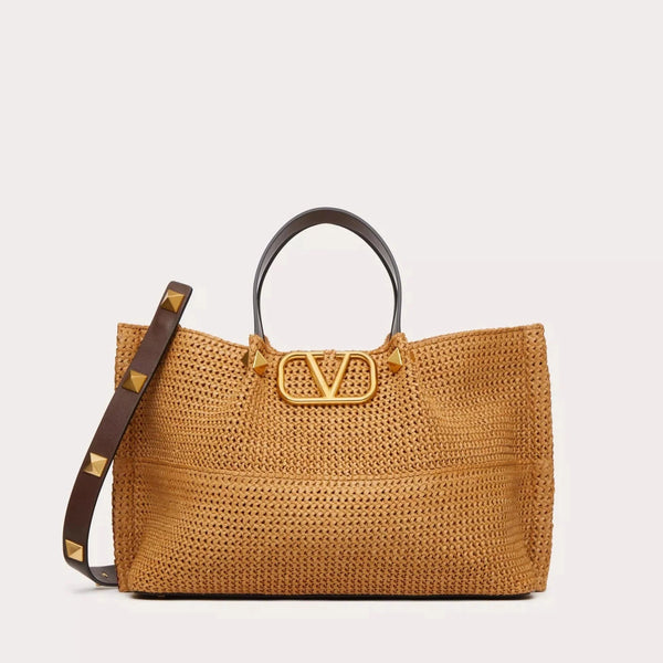 Valentino Garavani Medium Shopping Bag In Synthetic Raffia - BEAUTY BAR