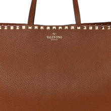 Valentino Garavani Rockstud Leather Tote- Saddle Brown - BEAUTY BAR