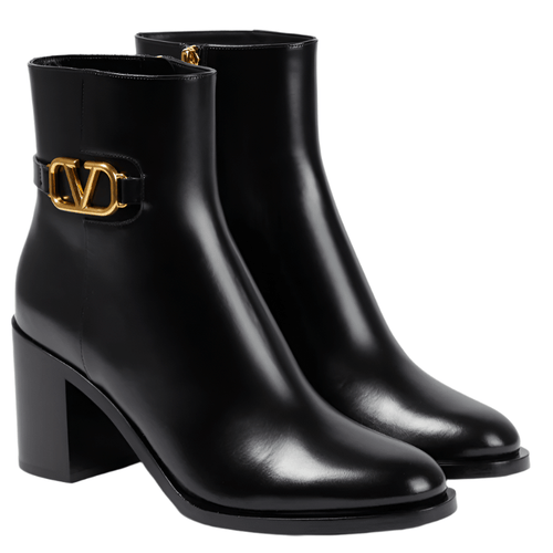 Valentino Garavani V Logo Signature Leather Ankle Boots