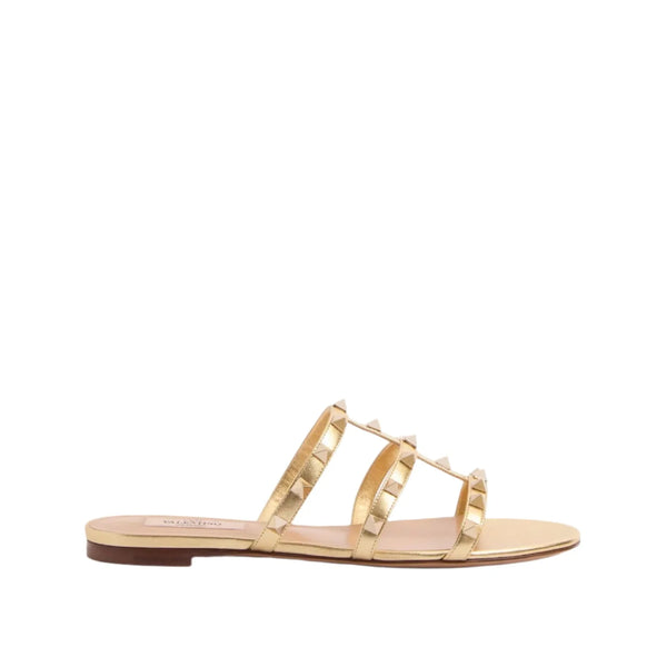 Valentino Rockstud Laminated Nappa Slide Sandal - BEAUTY BAR