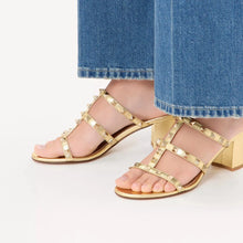 Valentino Rockstud Slide Sandal In Laminated Leather - BEAUTY BAR
