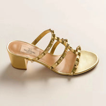 Valentino Rockstud Slide Sandal In Laminated Leather - BEAUTY BAR