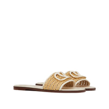 Valentino V Logo 80mm Woven Raffia Slide Slipper - BEAUTY BAR