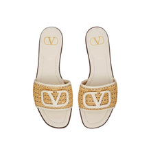 Valentino V Logo 80mm Woven Raffia Slide Slipper - BEAUTY BAR