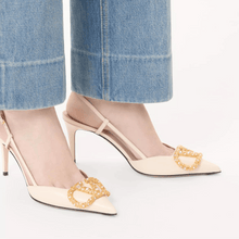 Valentino Vlogo Signature Slingback Leather Pump With Jewel Logo