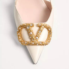 Valentino Vlogo Signature Slingback Leather Pump With Jewel Logo
