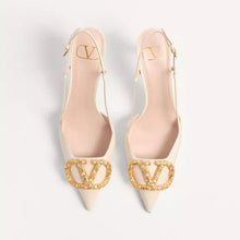 Valentino Vlogo Signature Slingback Leather Pump With Jewel Logo