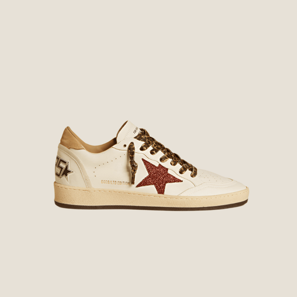 Women's Ball Star LTD With Burgundy Glitter Star and Beige Suede Heel Tab