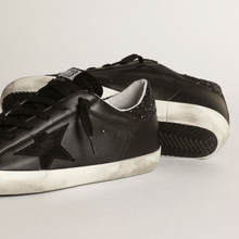 Women's Super-Star In Black With Black Star And Glitter Heel Tab