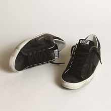 Women's Super-Star In Black With Black Star And Glitter Heel Tab