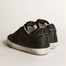 Women's Super-Star In Black With Black Star And Glitter Heel Tab