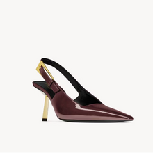 Yves Saint Laurent Bouncing LEE Slingback Pumps — Burgundy Patent Leather