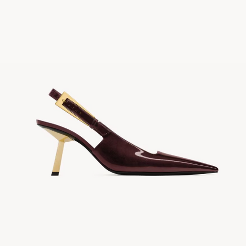 Yves Saint Laurent Bouncing LEE Slingback Pumps — Burgundy Patent Leather