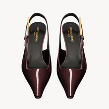 Yves Saint Laurent Bouncing LEE Slingback Pumps — Burgundy Patent Leather