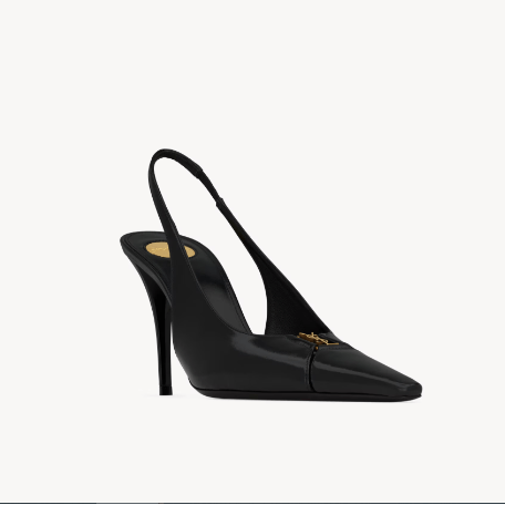 Yves Saint Laurent BabyLone Breteuil Slingback Pumps In Smooth Black Leather
