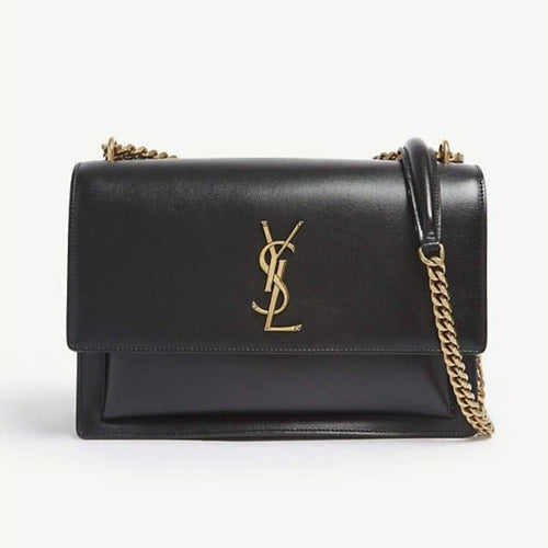 Yves Saint Laurent Black Leather Sunset Chain Bag