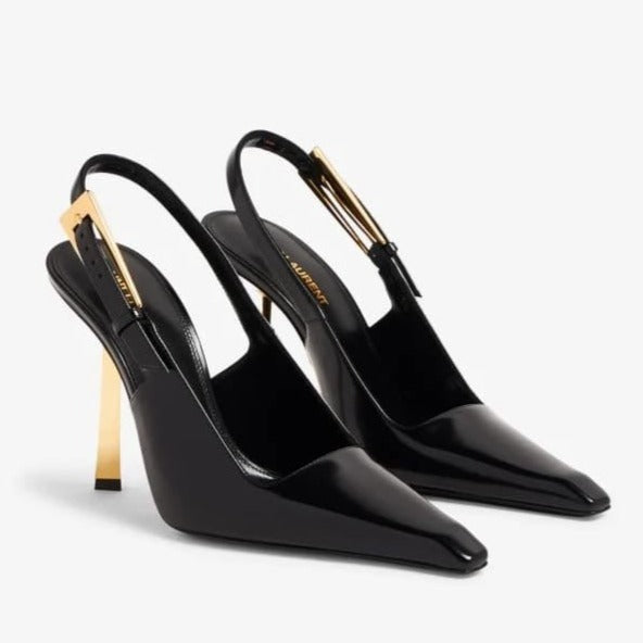 Yves Saint Laurent Lee Slingback Pumps In Glazed Leather - BEAUTY BAR
