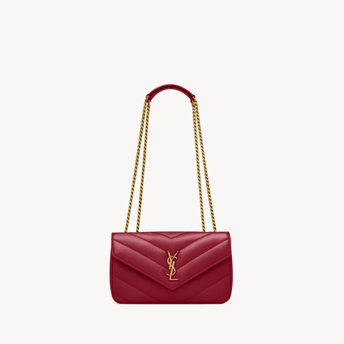 Yves Saint Laurent Loulou Small in Matelassé Lambskin Deeply Red